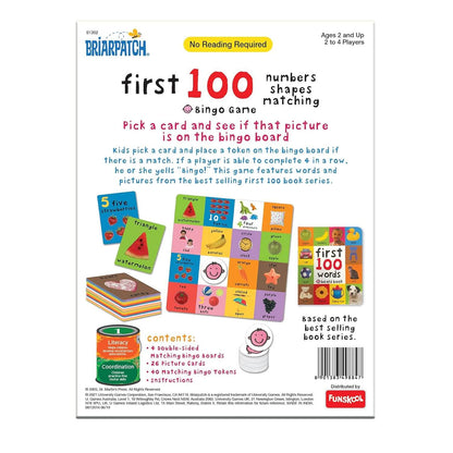 Funskool Games - First 100 Numbers Shapes Matching Bingo Game, University Games, Educational Game for Kids, 2 to 4 Players, 2 Years & Above, White