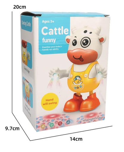 1Pcs Musical Dancing Cattle Doll Activity Play Center Toy Walking and Hand Swing with Flashing Lights and Action Toys for Kids Best Birthday/Festive Gifts for Boys & Girls