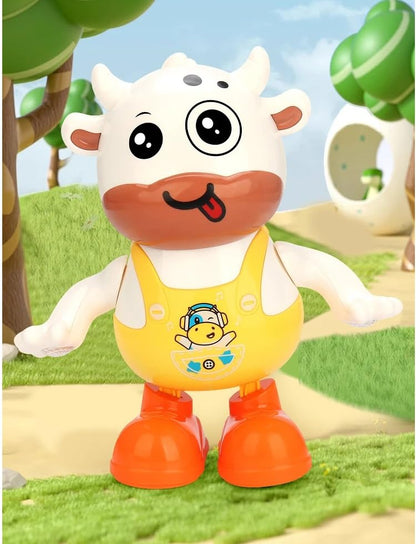 1Pcs Musical Dancing Cattle Doll Activity Play Center Toy Walking and Hand Swing with Flashing Lights and Action Toys for Kids Best Birthday/Festive Gifts for Boys & Girls