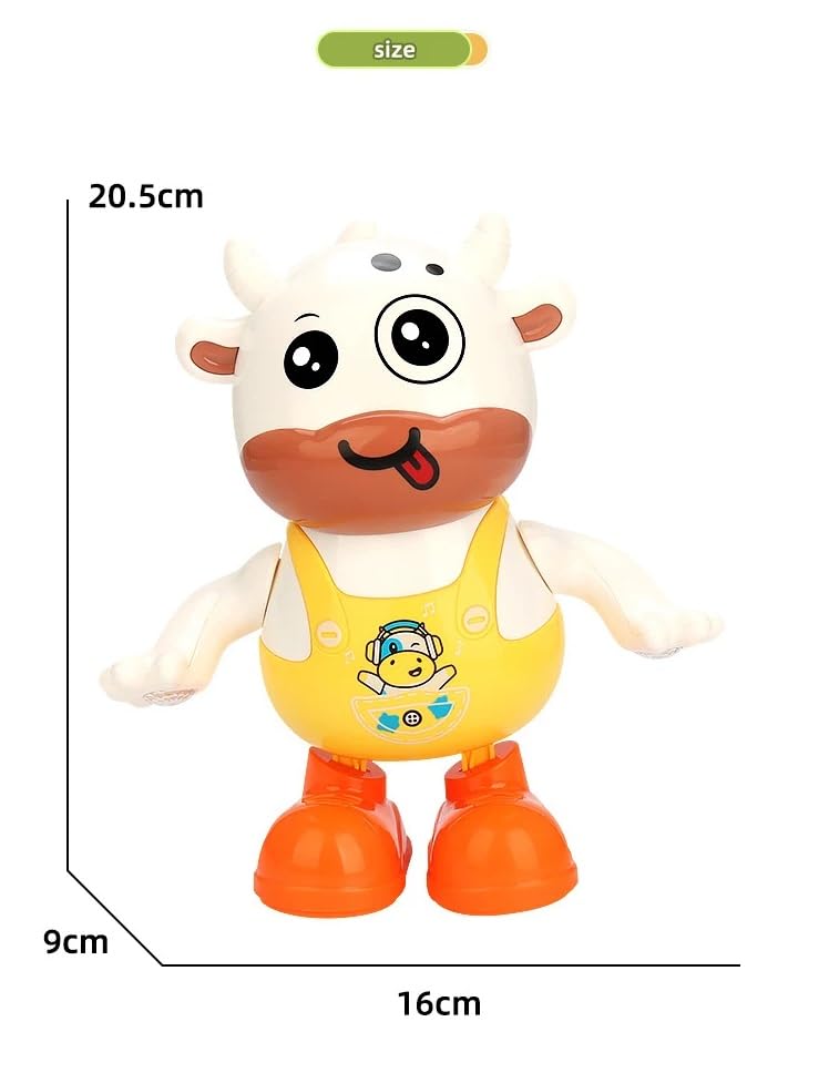 1Pcs Musical Dancing Cattle Doll Activity Play Center Toy Walking and Hand Swing with Flashing Lights and Action Toys for Kids Best Birthday/Festive Gifts for Boys & Girls