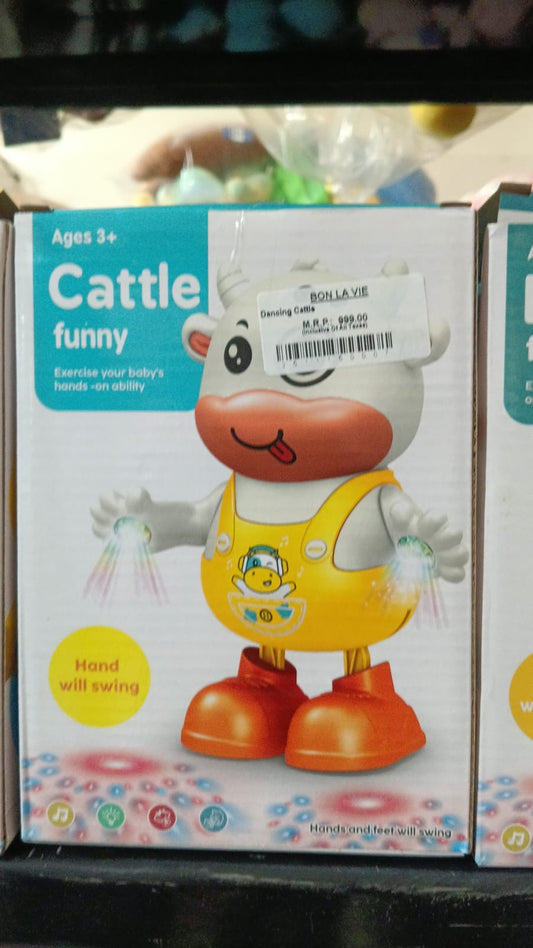 1Pcs Musical Dancing Cattle Doll Activity Play Center Toy Walking and Hand Swing with Flashing Lights and Action Toys for Kids Best Birthday/Festive Gifts for Boys & Girls