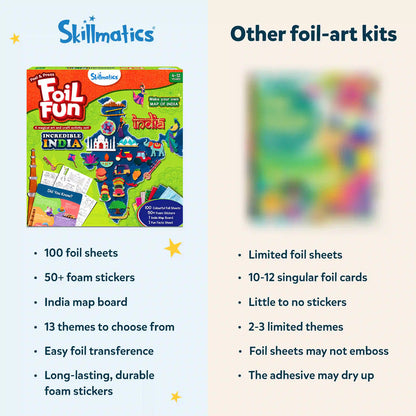 Skillmatics Foil Fun - Incredible India, No Mess Art for Kids, DIY Creative & Educational Activity, Craft Kits, Travel Toys, Gifts for Ages 4, 5, 6, 7, 8, 9, 10, 11, 12