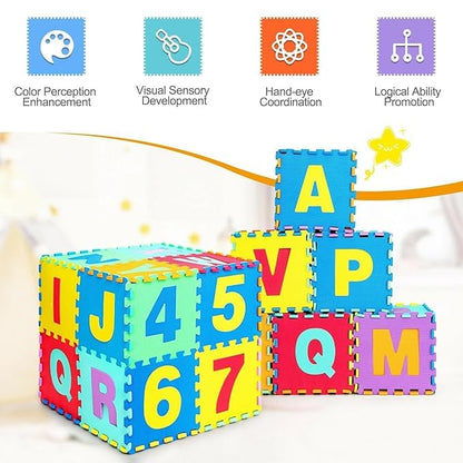 36 Pieces Alphabet & Number Floor Mats for Kids, Puzzle EVA Foam Mat for Children Above 2 Years