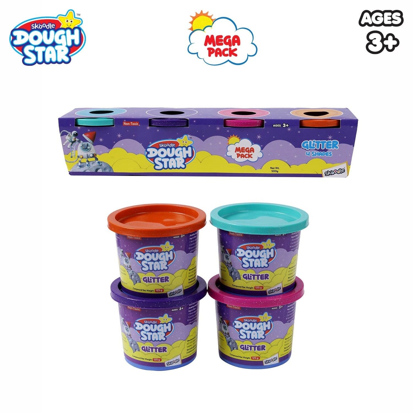 Skoodle Dough Star Mega 125 Gm - Pack Of Glitter