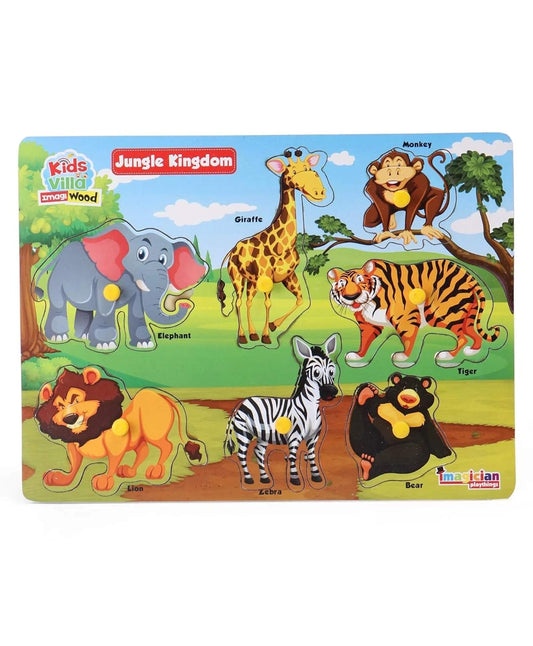 Kids Villa Wooden Peg N Shape Puzzle, Jungle Kingdom