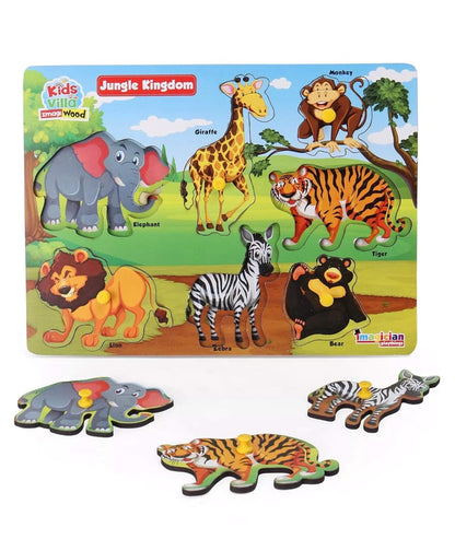 Kids Villa Wooden Peg N Shape Puzzle, Jungle Kingdom
