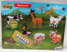 Skoodle Green Orange Farm Land Wooden Pegged Puzzle for Toddlers