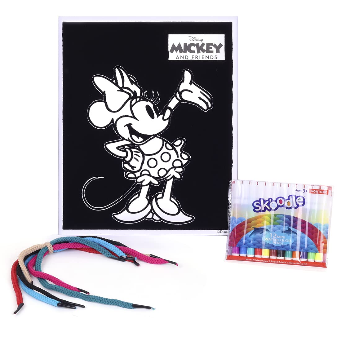 Disney Junior Mickey Silhouette Art with Strings, Colouring Charts with Sketch Pens, Set of Sketch Pens, Birthday Gift for 3+