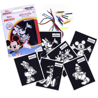 Disney Junior Mickey Silhouette Art with Strings, Colouring Charts with Sketch Pens, Set of Sketch Pens, Birthday Gift for 3+