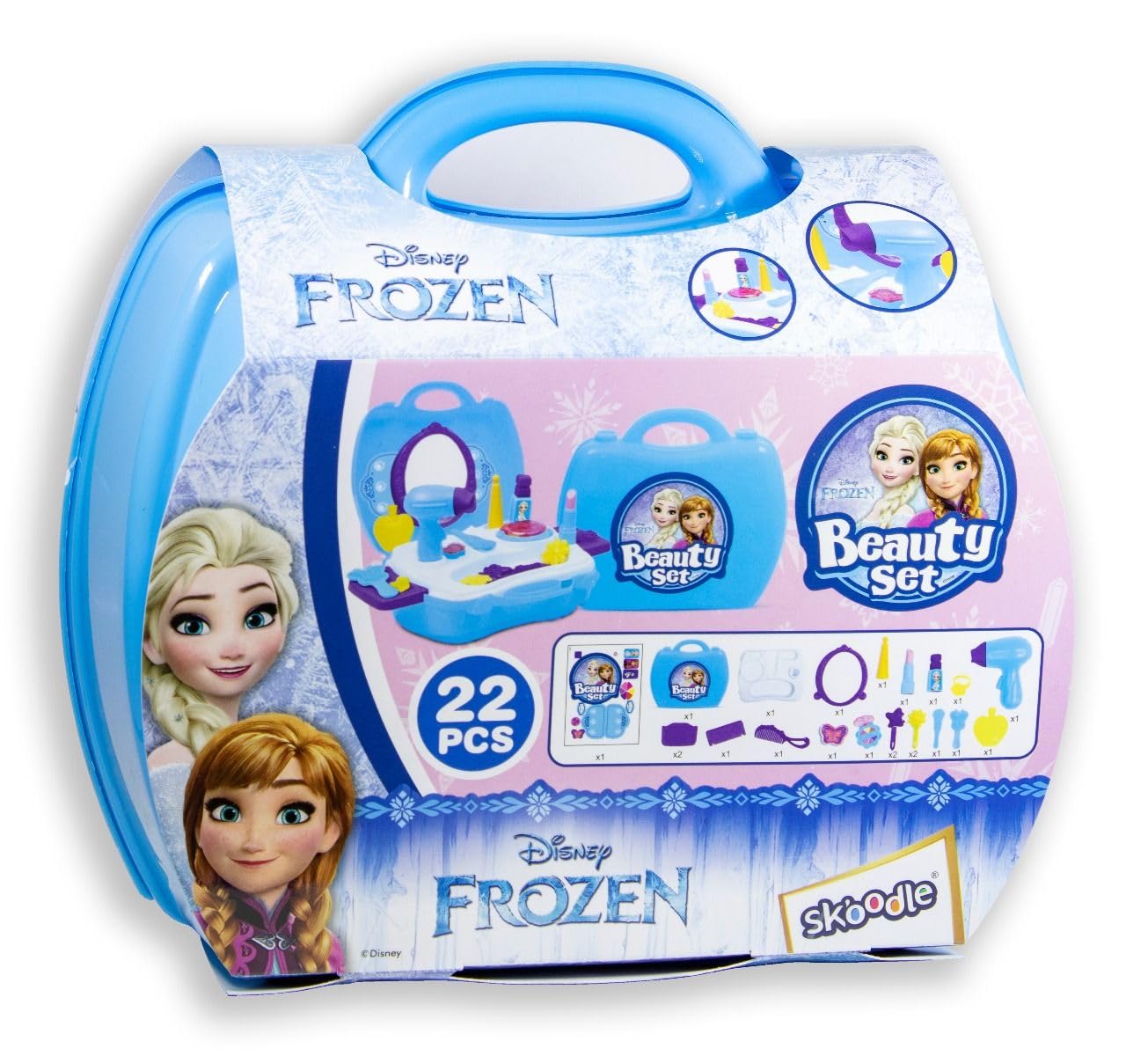 Frozen Beauty Makeup Set of Girls| Light Weight Portable Plastic Suitcase kit| Ideal for 3+ Years Kids| Kid-Friendly| Cosmetic Set Pretend Play Set Toy Complete Beauty Set Toy kit Blue