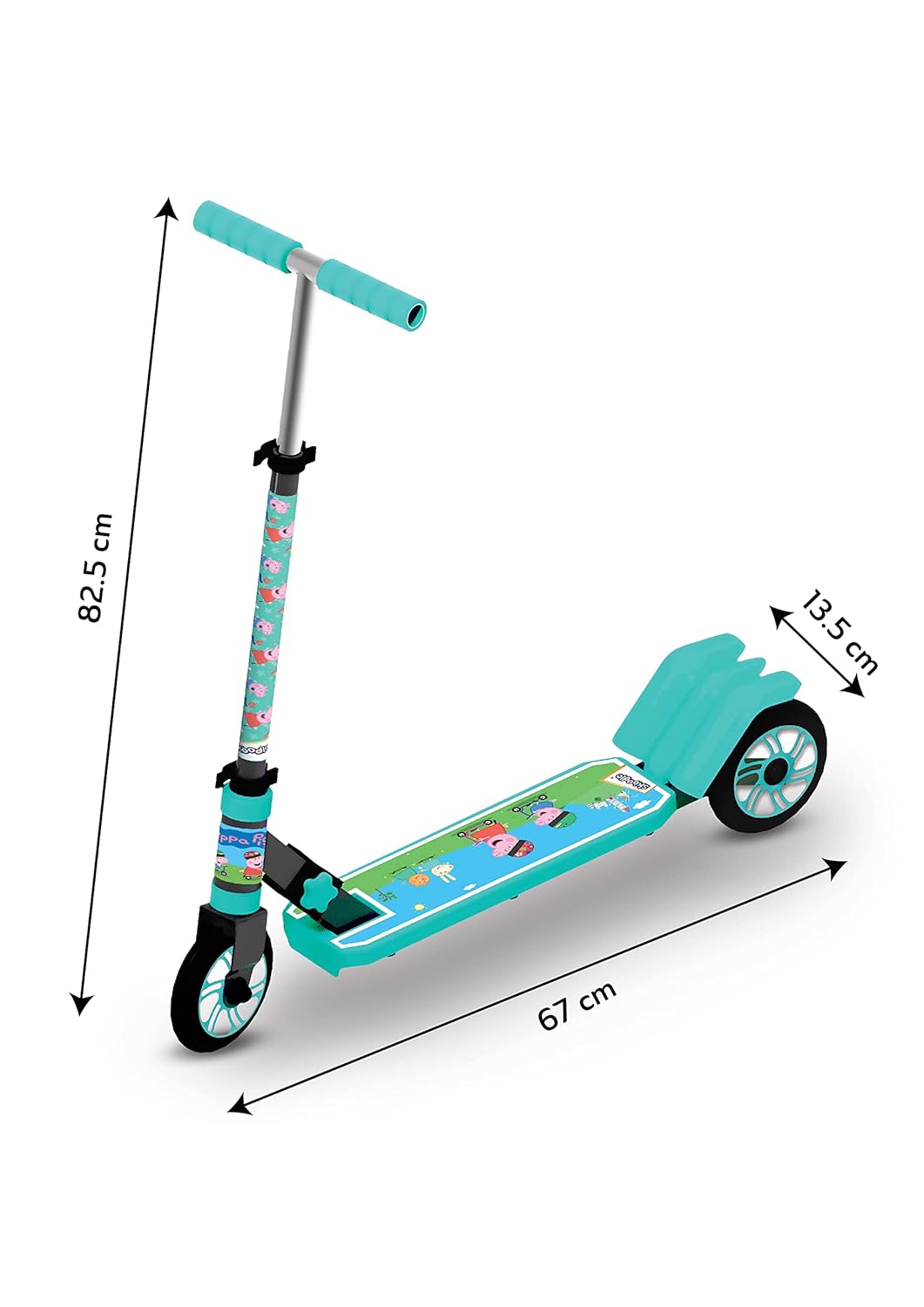 Skoodle Peppa Pig 3 Wheels Kick Scooter (Ocean Green), Youth