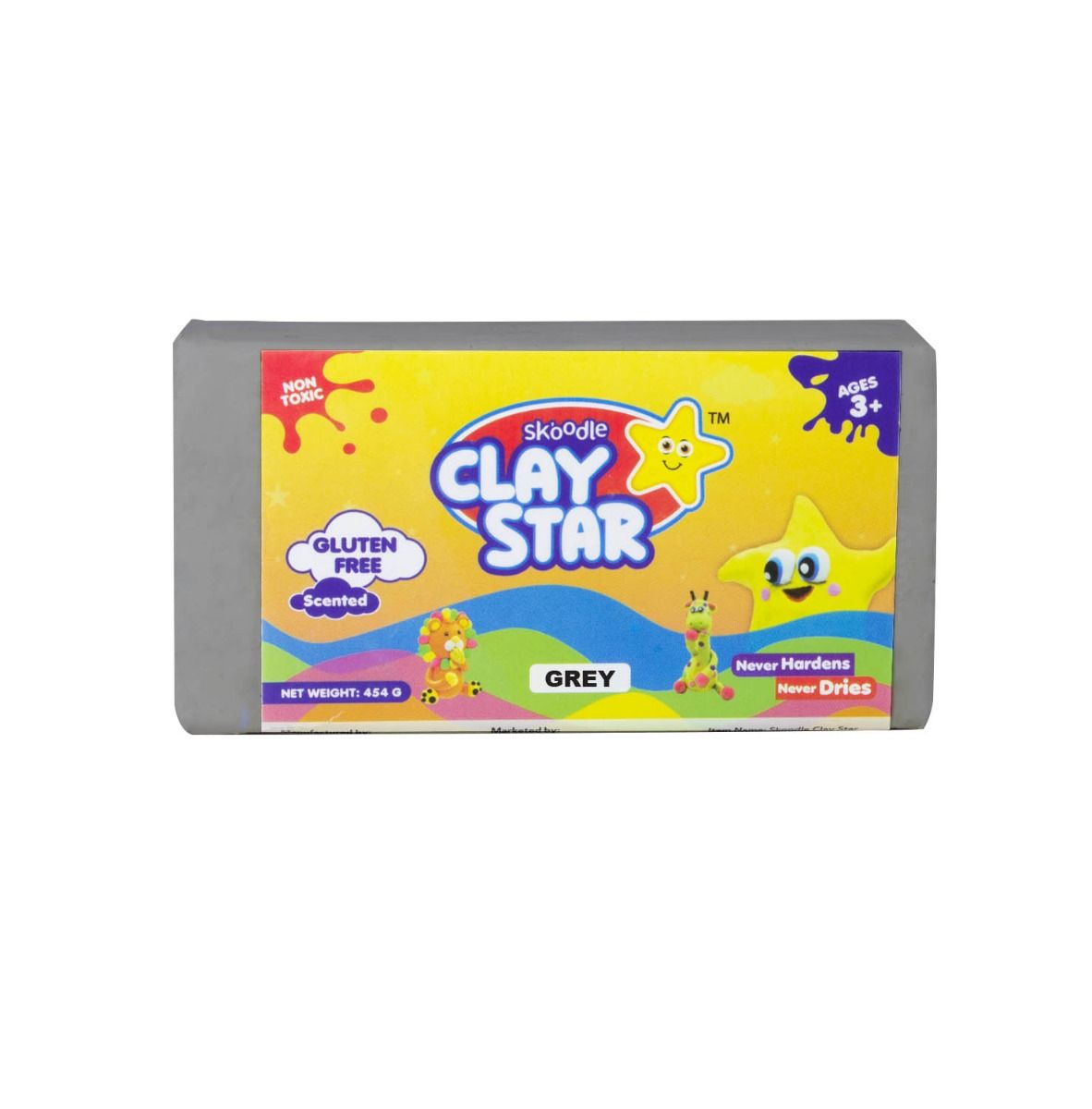Skoodle Clay Star Grey Clay Bar – 454g