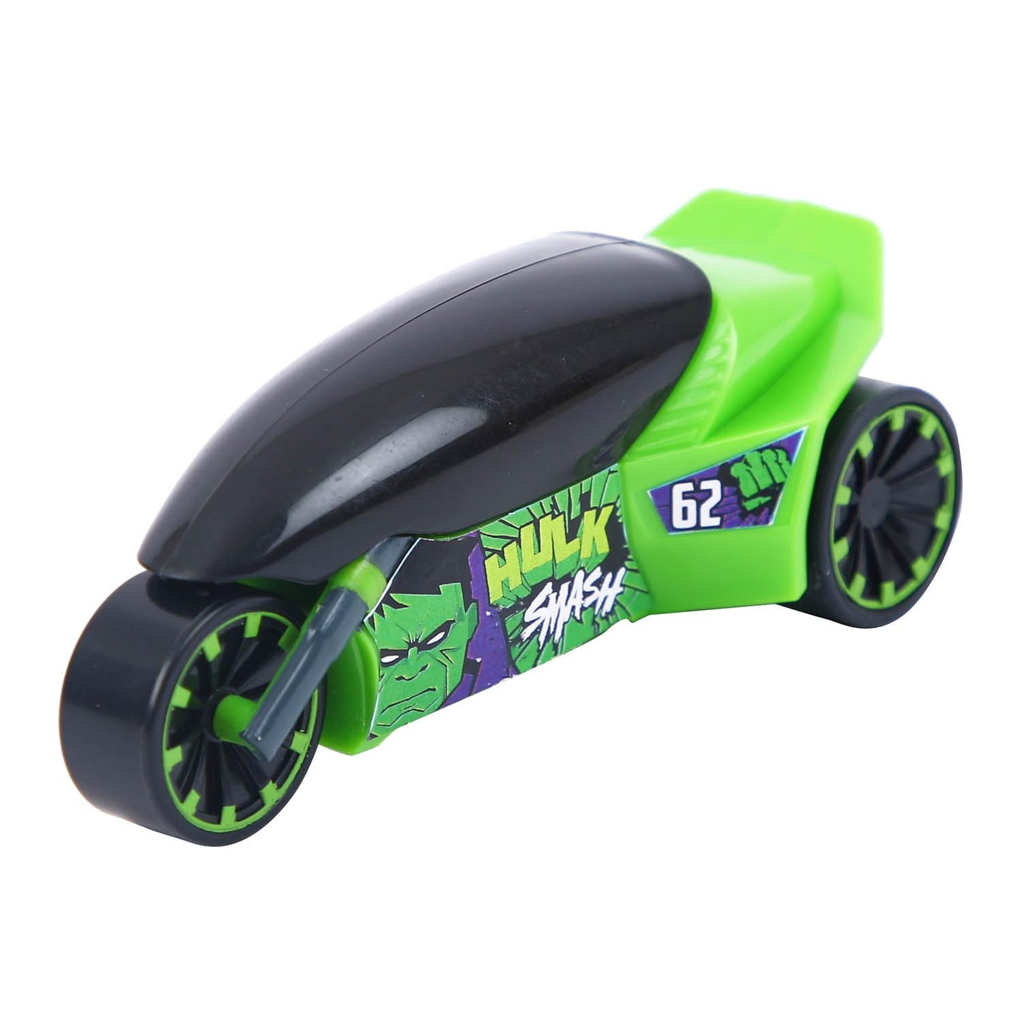 SKOODLE Marvel Pull-Back Rider Bike for Kids - Hulk Edition Motorcycles, Marvel Inspired Toy Bikes with Sturdy and Long-Lasting Construction, Enhances Motor Skills, Fun Vehicle Toy for Gift - Green