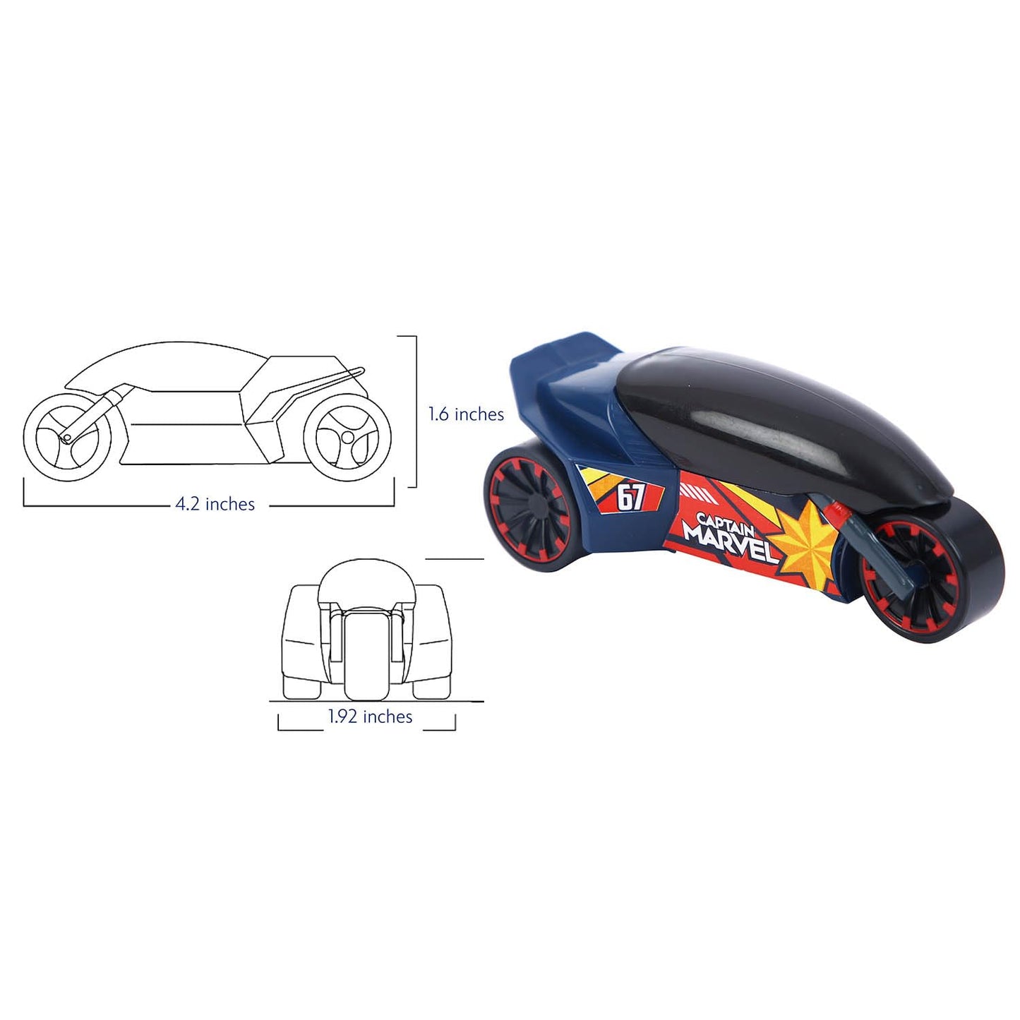 SKOODLE Marvel Pull-Back Rider Bike for Kids - Captain Marvel Motorcycles, Marvel Inspired Toy Bikes with Sturdy and Long-Lasting Construction, Enhances Motor Skills & Fun Vehicle Toy for Gift