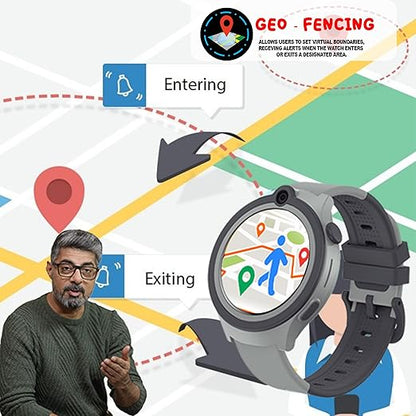 SPIKY Smart Watch for Kids Girls and Boys, GPS Tracking Smartwatch with 4G Sim Support, SOS, Long Battery, WiFi, IP68 | Voice & Video Call Watch (Black)