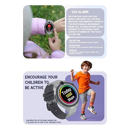 SPIKY Smart Watch for Kids Girls and Boys, GPS Tracking Smartwatch with 4G Sim Support, SOS, Long Battery, WiFi, IP68 | Voice & Video Call Watch (Black)