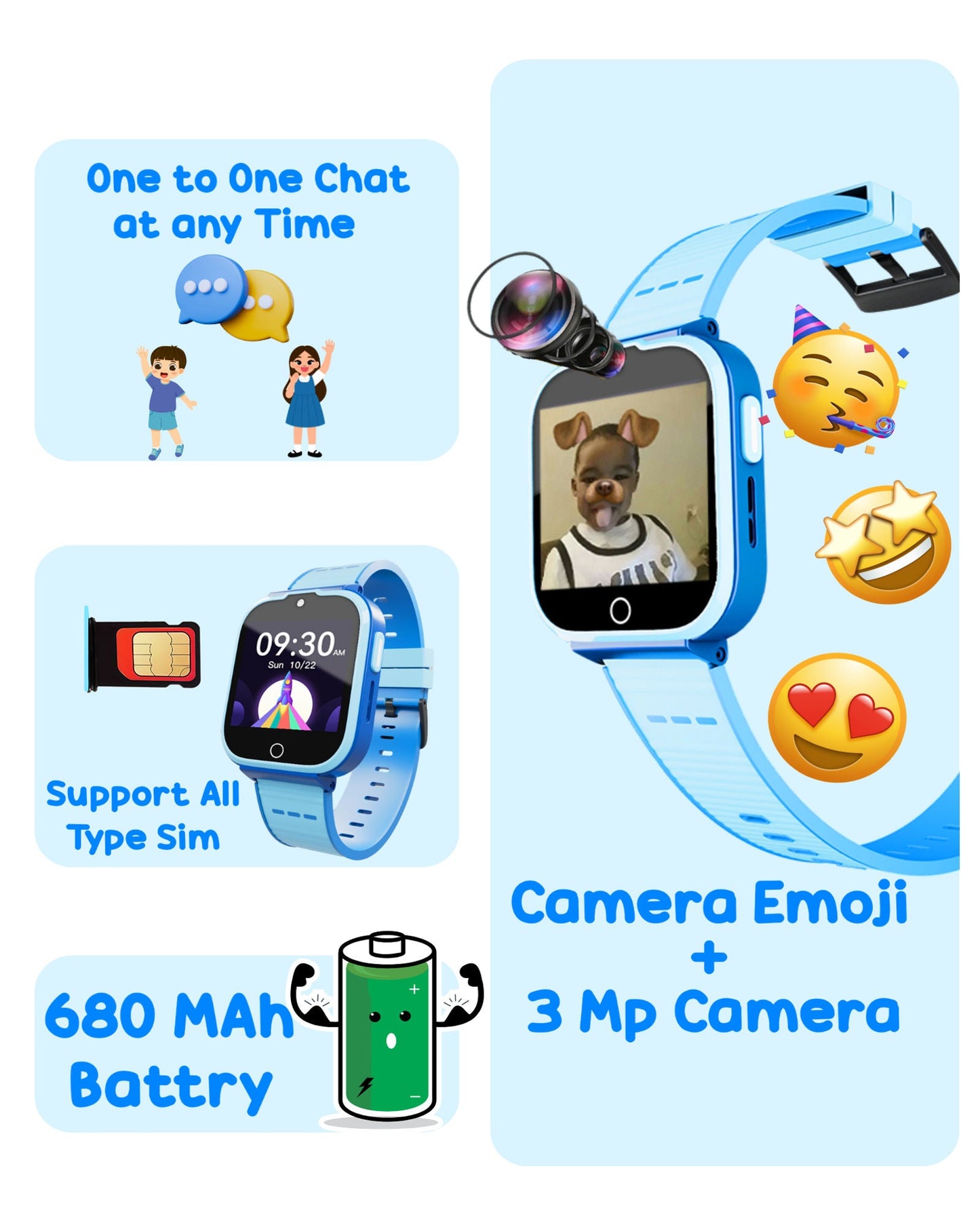 SPIKY Cyclops 4G Kids Smartwatch, GPS, Video Call, Dewatering