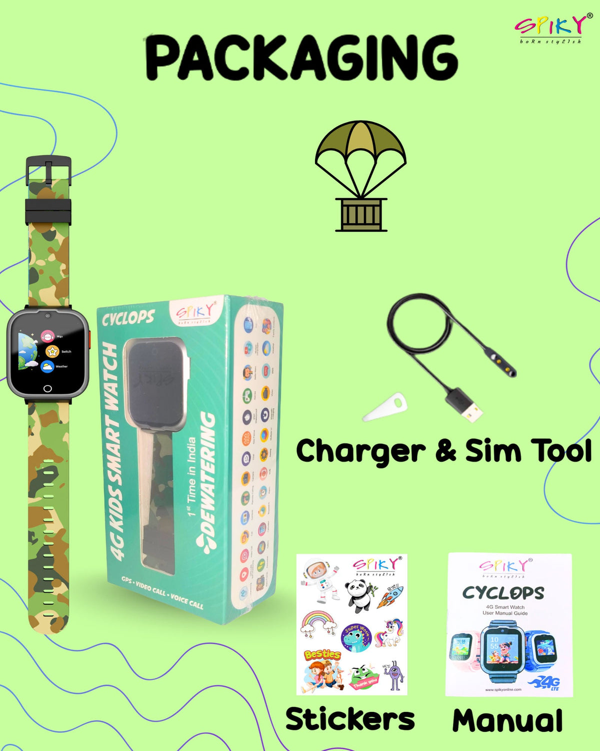 SPIKY Cyclops 4G Kids Smartwatch, GPS, Video Call, Dewatering