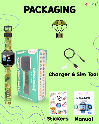 SPIKY Cyclops 4G Kids Smartwatch, GPS, Video Call, Dewatering
