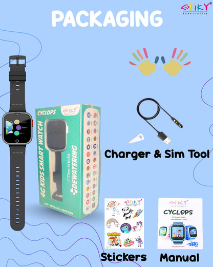 SPIKY Cyclops 4G Kids Smartwatch, GPS, Video Call, Dewatering