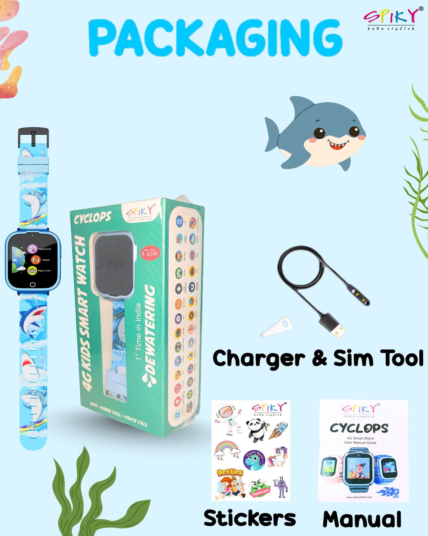 SPIKY Cyclops 4G Kids Smartwatch, GPS, Video Call, Dewatering