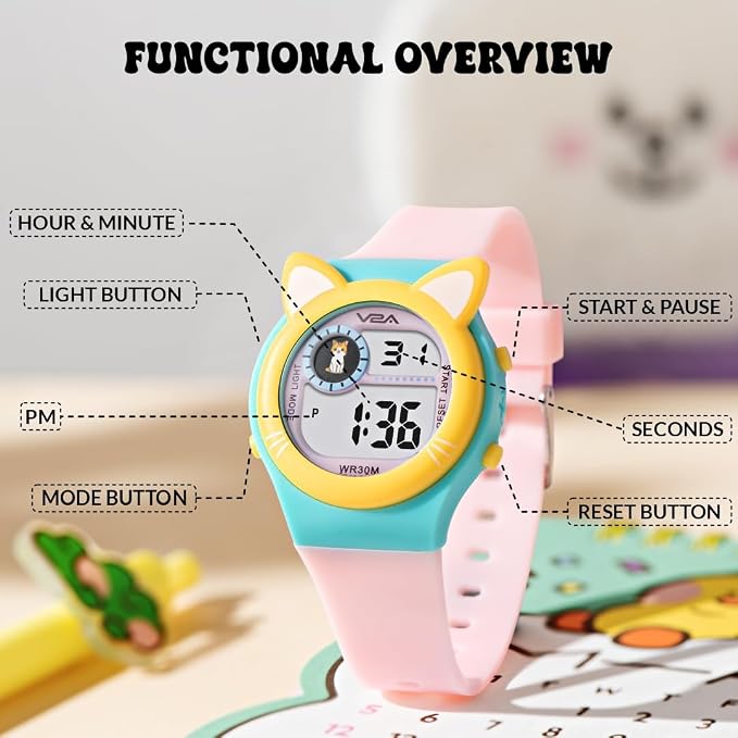 SPIKY Eva A26 Cat Ear Digital Kids Watch - Pink