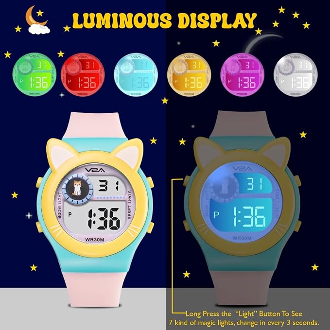 SPIKY Eva A26 Cat Ear Digital Kids Watch - Pink