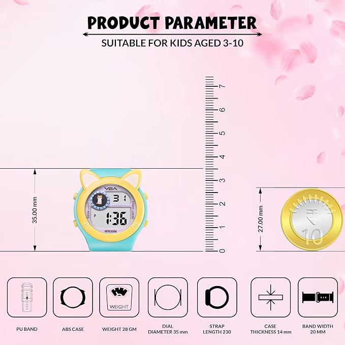 SPIKY Eva A26 Cat Ear Digital Kids Watch - Pink