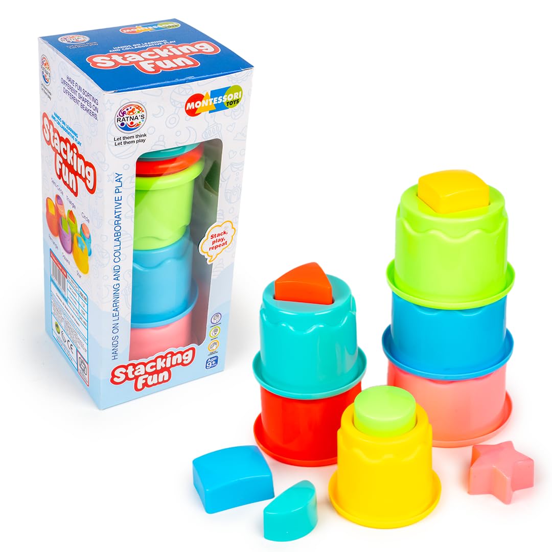 Ratna's Stacking Fun Beaker with Shape Sorting – Montessori Learning ...