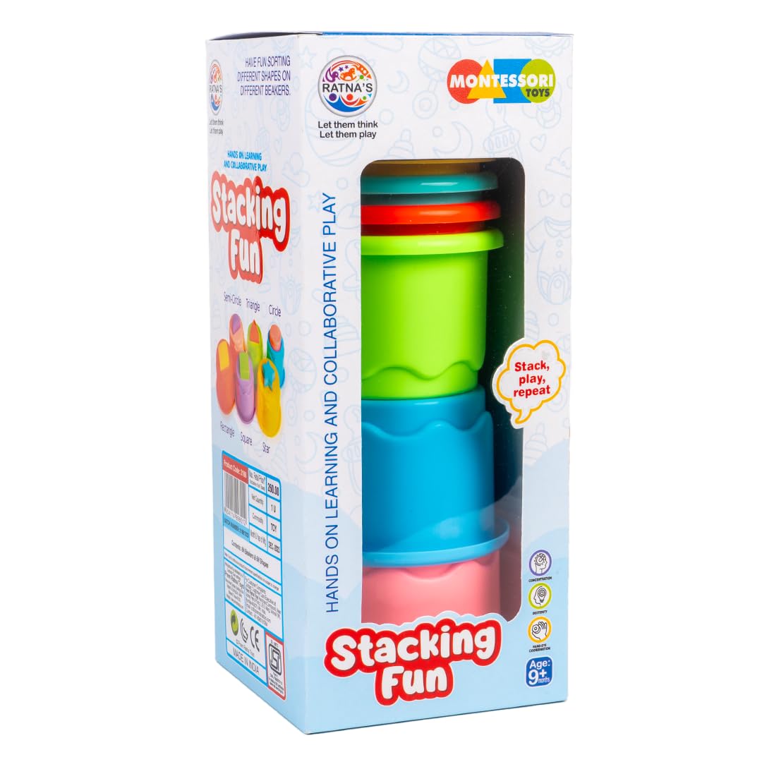 Ratna's Stacking Fun Beaker with Shape Sorting Educational & Learning Toy for Kids & Toddlers