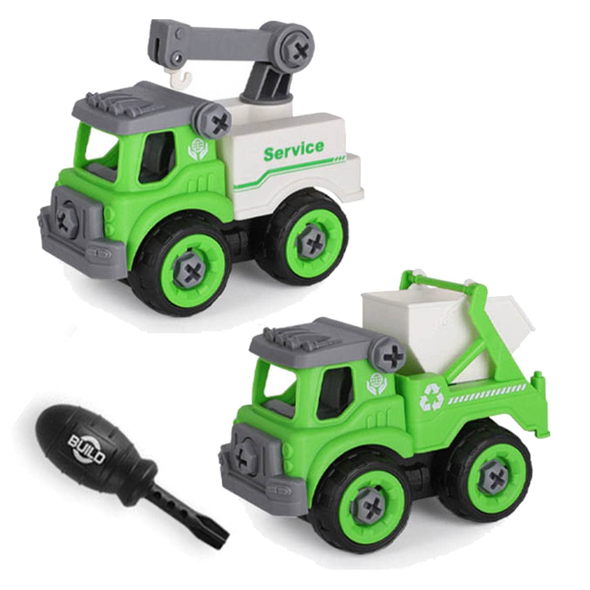 DIY Sanitation Truck Set - Pack of 2 with Screwdriver