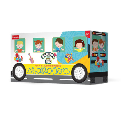 Funskool Fundough Playset School Bus, A for Children, Multicolour, Dough, Toy, Shaping, Sculpting, 3 Years