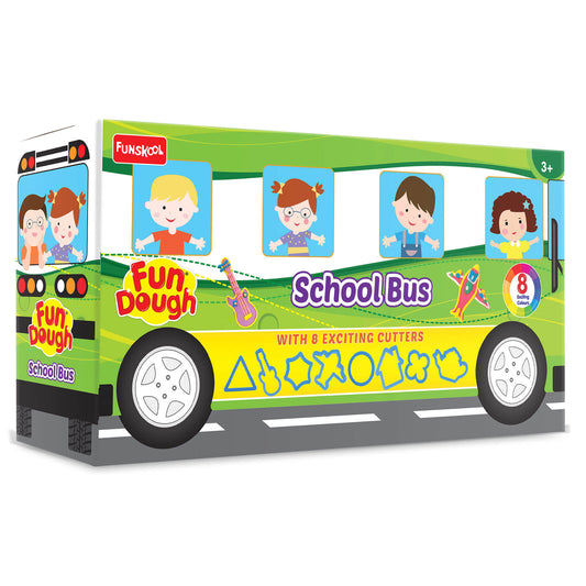Funskool Fundough Playset School Bus, A for Children, Multicolour, Dough, Toy, Shaping, Sculpting, 3 Years