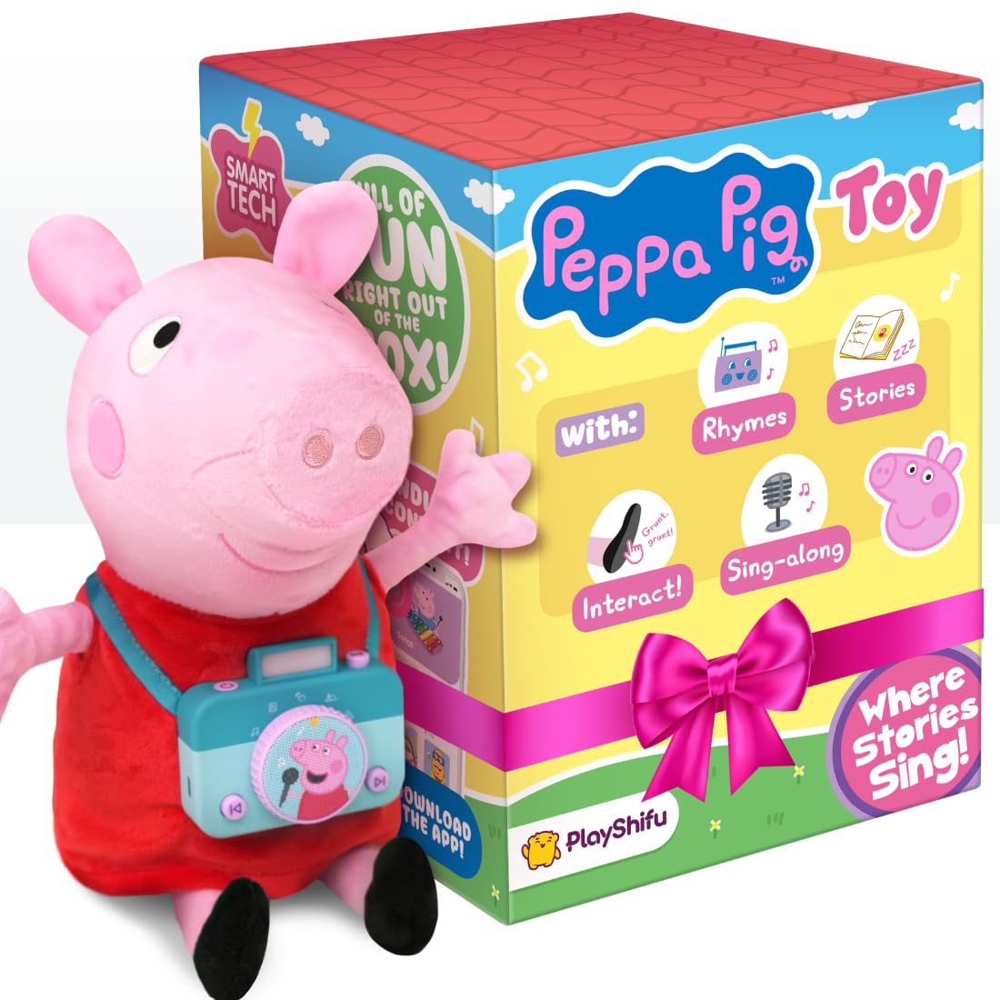 PlayShifu Peppa Pig Singing & Talking Plush | Interactive Soft Toy for Kids 3+ | Bluetooth Play with Rhymes, Stories & Pretend Play | Birthday Gift for Girls & Boys | Toys for Kids