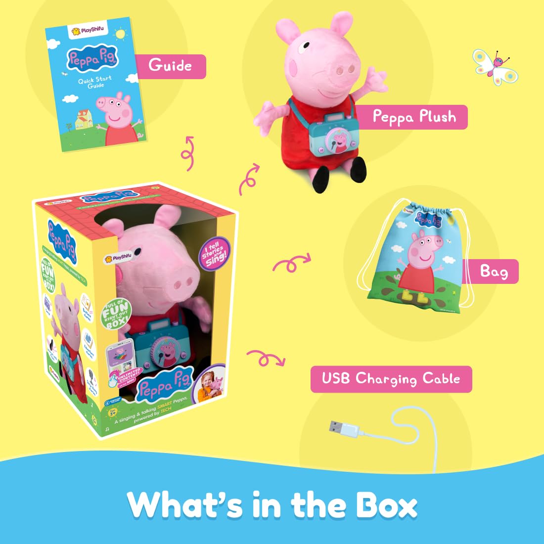 PlayShifu Peppa Pig Singing & Talking Plush | Interactive Soft Toy for Kids 3+ | Bluetooth Play with Rhymes, Stories & Pretend Play | Birthday Gift for Girls & Boys | Toys for Kids