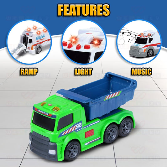 Dickie Garbage Truck Car Toy for Kids Dump Construction Vehicle Playset Realistic Design with Sound & Lights Interactive Role Play Toys Enhances Motor Skills for 3 4 5 6+