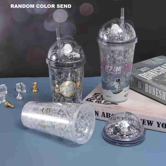 Space Theme Sipper, Astronaut Water Bottle Sipper//Astronaut Pen and Space Theme Pencil // Acrylic Sipper with Straw // Stylish Space Design Tumbler,Ice Look Astroanut Sipper (Pack of 3)