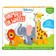 Skillmatics Animals on Wheels Wooden Push & Roll Toy Set
