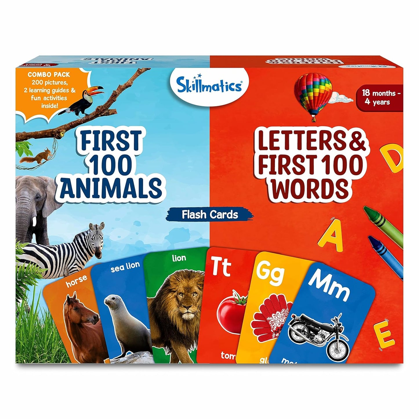 Skillmatics Flash Cards - First 100 Animals & Letters & First 100 Words