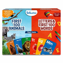 Skillmatics First 100 Animals & Letters + First 100 Words Flash Cards Combo