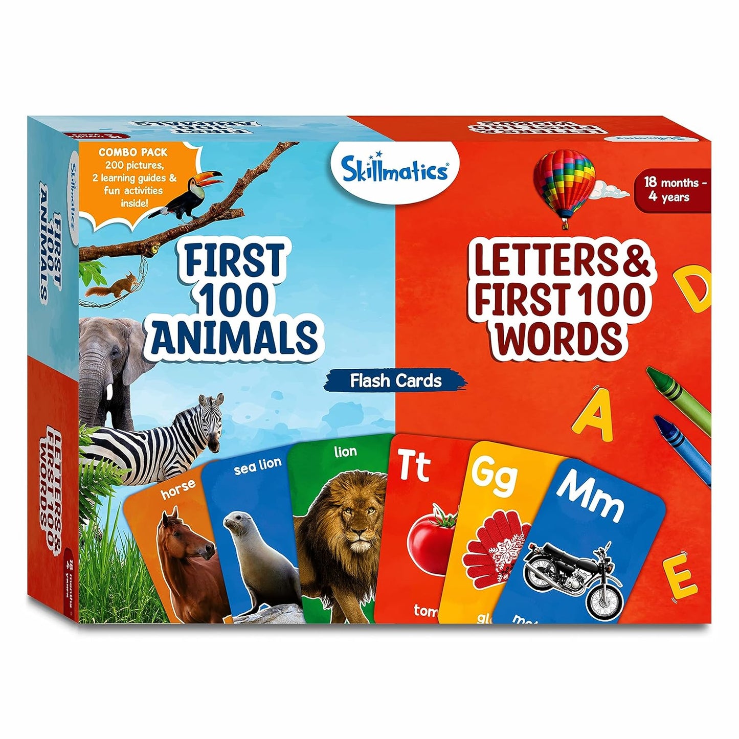 Skillmatics Flash Cards - First 100 Animals & Letters & First 100 Words