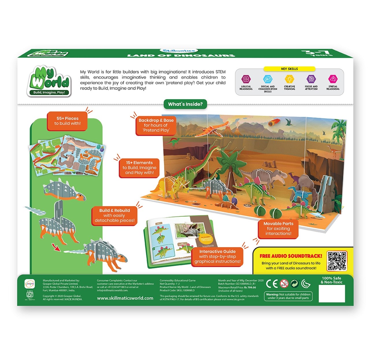 Skillmatics My World Land Of Dinosaurs Building Playset