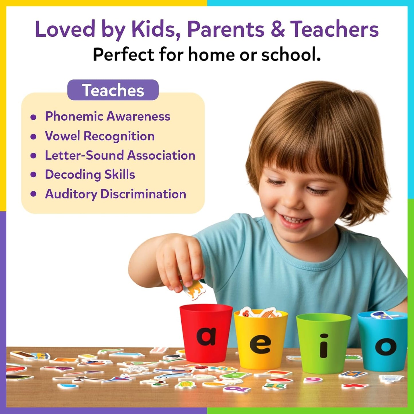 Skillmatics Phonics Sorter,5 Vowels With Picture Pieces