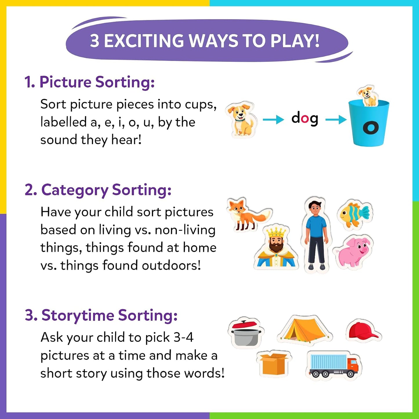 Skillmatics Phonics Sorter,5 Vowels With Picture Pieces
