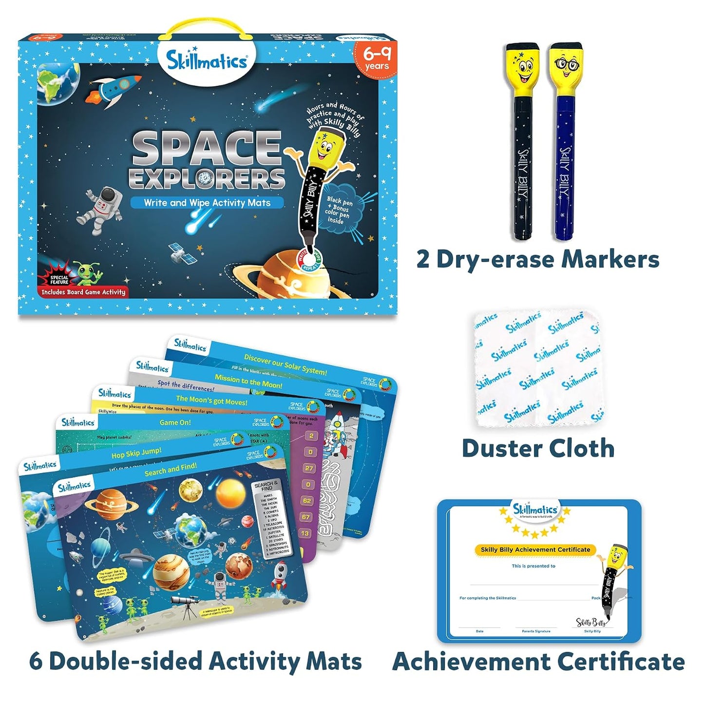 Skillmatics Space Explorers, Write And Wipe Activity Mats