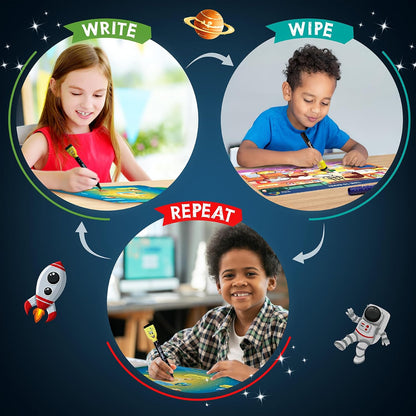Skillmatics Space Explorers, Write And Wipe Activity Mats