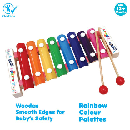 Skoodle Green Orange My First Xylophone Rainbow Wooden Musical Toy