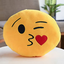 Smiley Kiss Emoji Round Plush Cushion Pillow - Soft & Fluffy