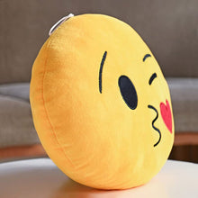 Smiley Kiss Emoji Round Plush Cushion Pillow - Soft & Fluffy