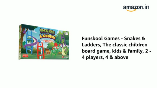 Funskool Snake & Ladders, Strategy Game, Board Game for Kids, Adults, Families, Educational, Fun, 2 to 4 Players, Family Fun, Learning Activity Toy for Childrens, Gift Set for Kid, Ages 5+ Years